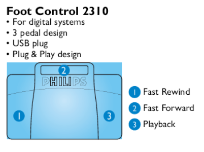 Philips 2310 USB Foot Control for Digital Systems